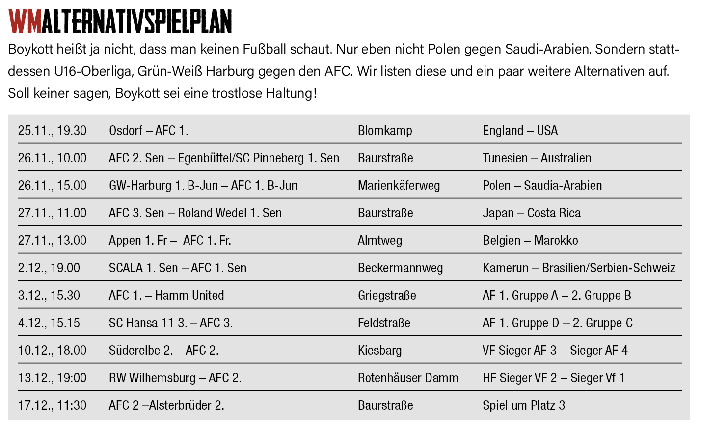 WM Alternativspielplan